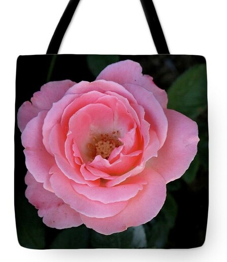 Pink rose blossom closeup on a tote-bag 