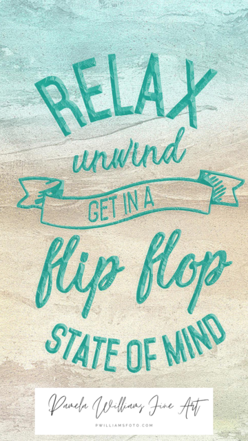 Relax unwind beach quote in an abstract coastal background 