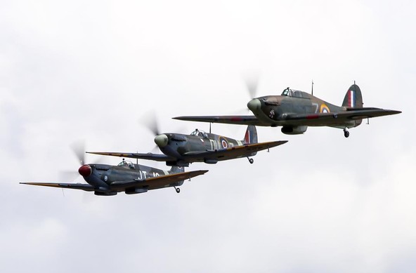 Two Spitfires and a Hurricane #avgeek #airplane #aircraft #vintageaircraftweekend #everett #washington #seattle