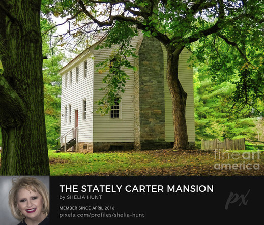 Carter Mansion built ca 1775 at Elizabethton, Tennessee is showcased here in springtime. The white 2-story Federal style home with its beautiful red door is striking.   From the Fine Art Gallery of Shelia Hunt at Shelia-hunt.pixels.com
