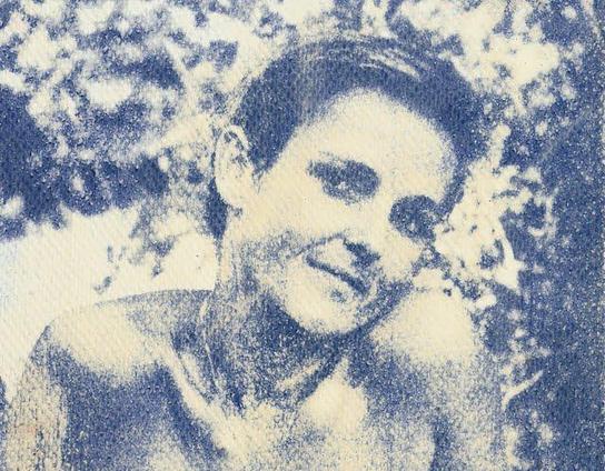 cyanotype contact print of young woman 