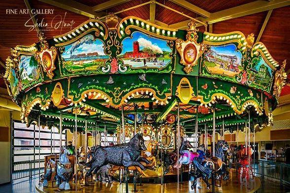 Shelia Hunt Photography of the Kingsport Carousel featuring hand-carved horses, vibrant colors, and intricate details.   From the Fine Art Gallery of Shelia Hunt at Shelia-Hunt.pixels.com