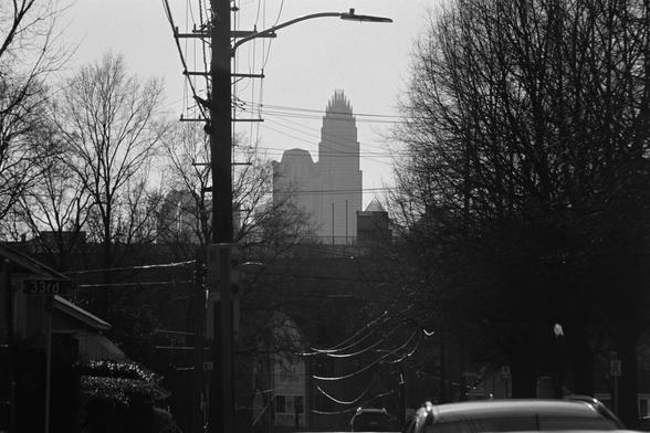 A small part of the charlotte skyline from NoDa
