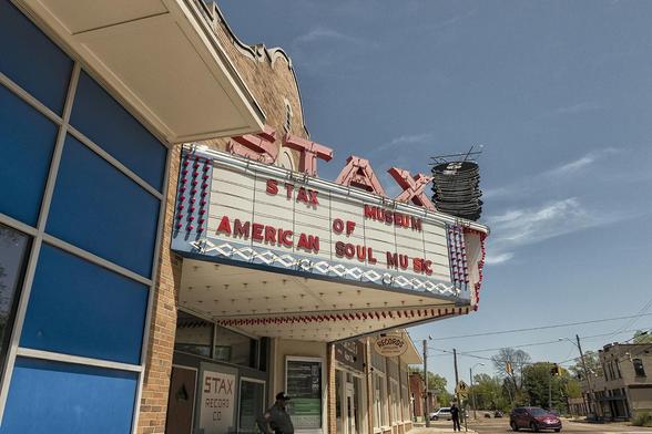 Marquee sign outside the STAX Museum of American Soul, Memphis, Tennessee, USA