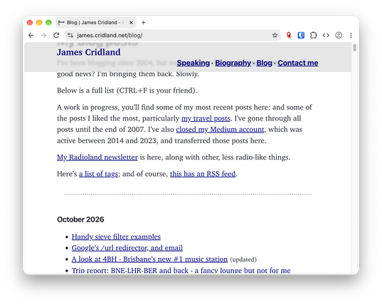 The blurry background effect in the top of this screenshot of my website.