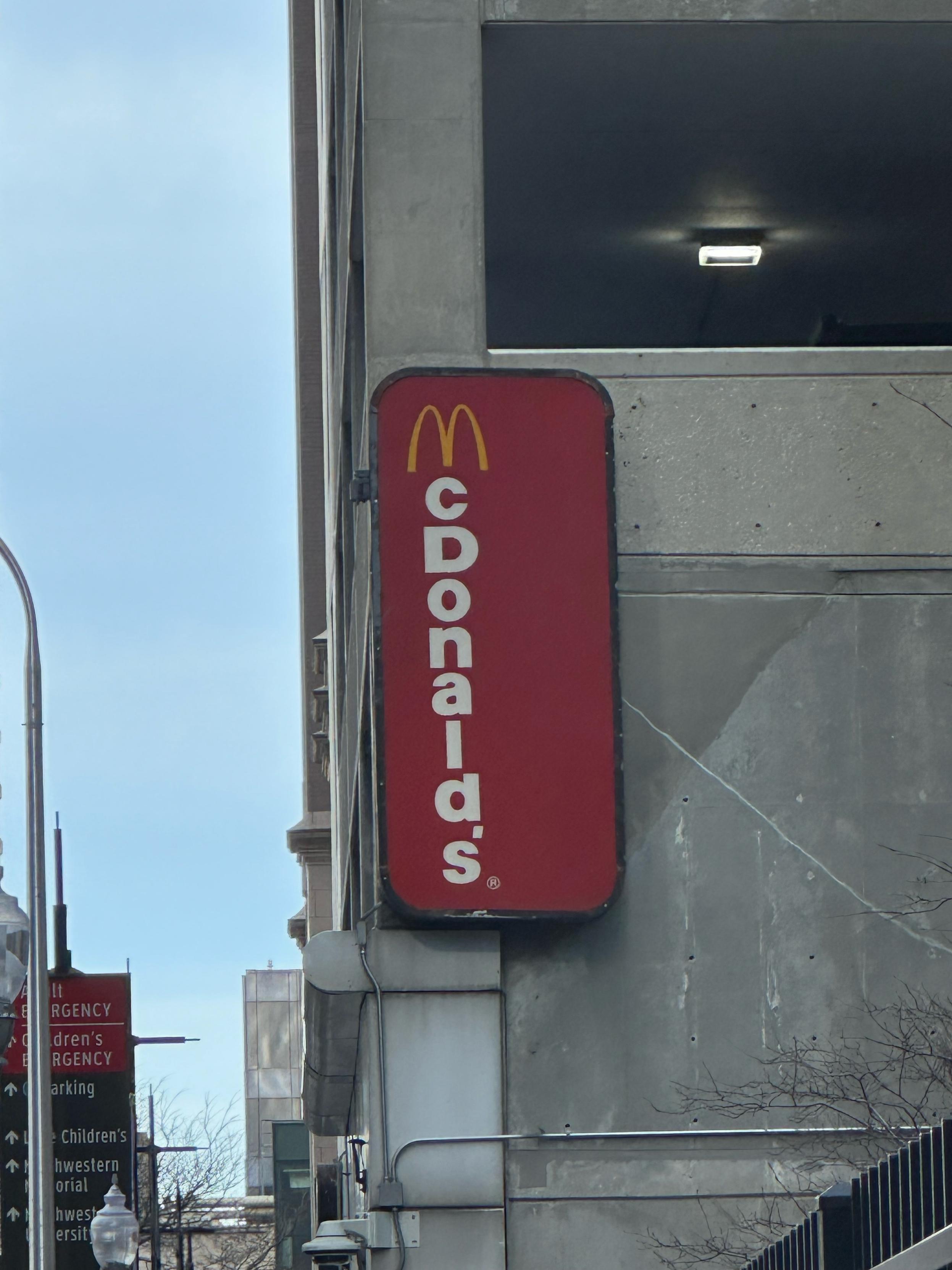 Mcdonalds sign with one letter per line 