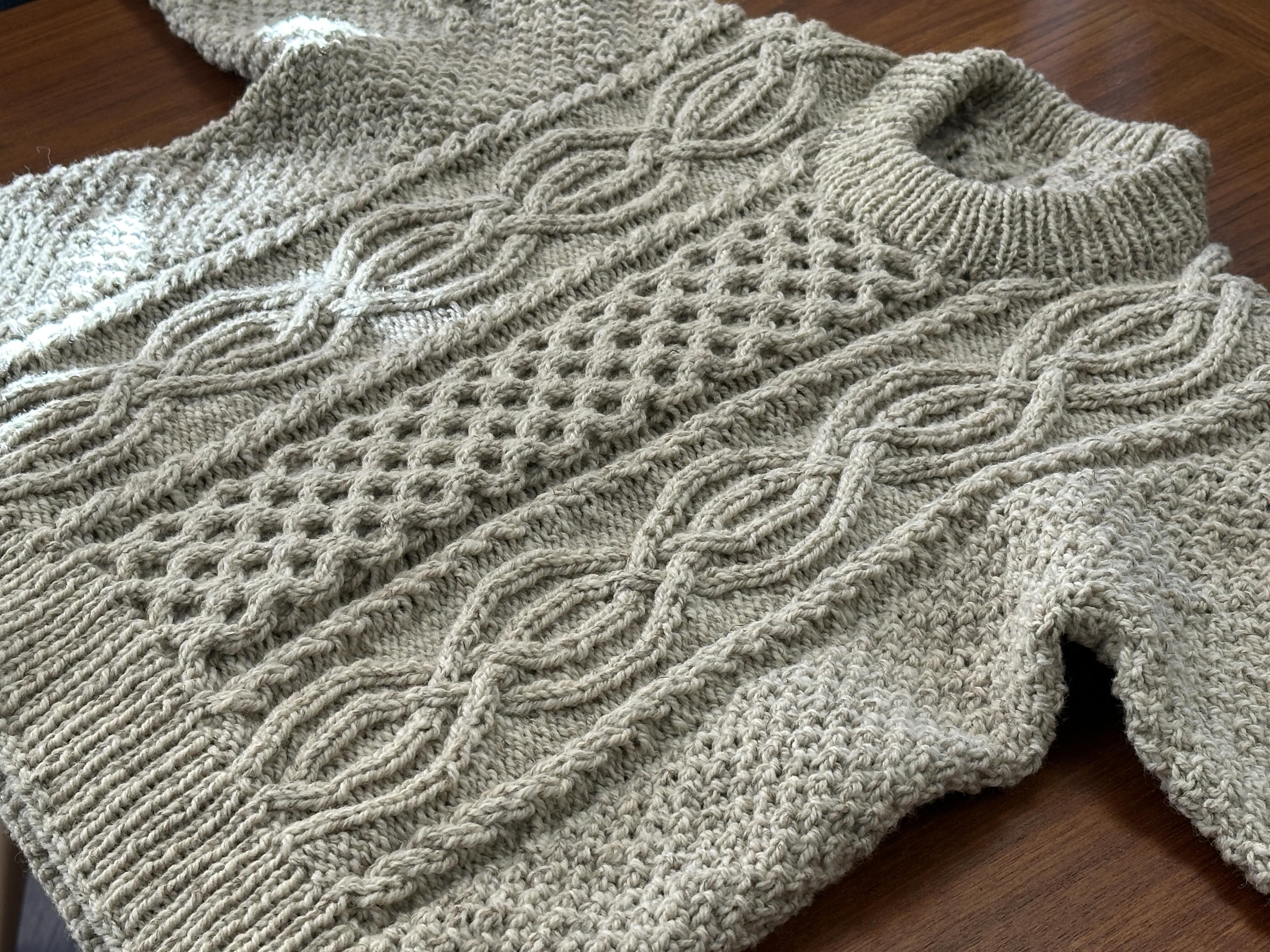 An intricate cable knit sweater