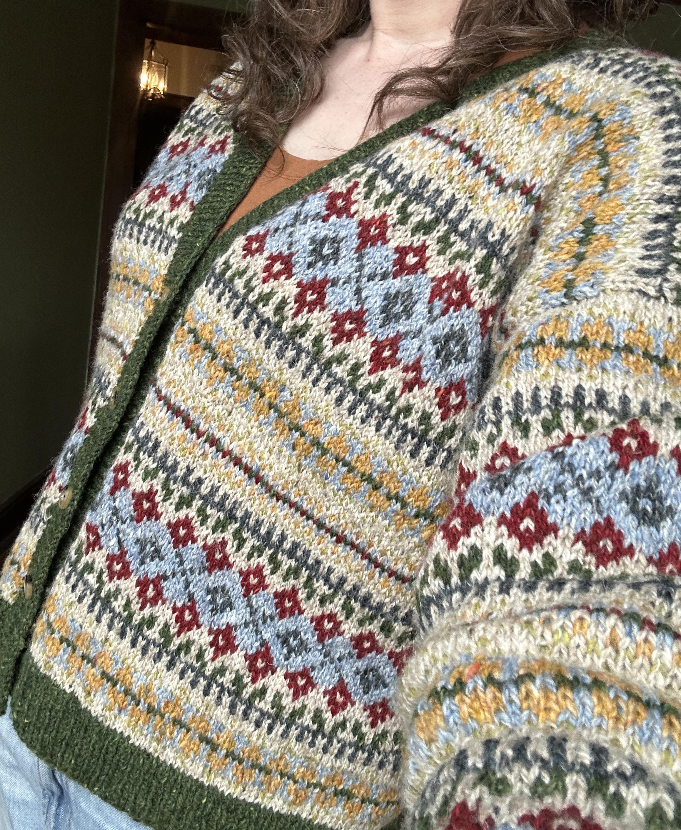 A blocked and buttoned fair isle cardigan by yours truly