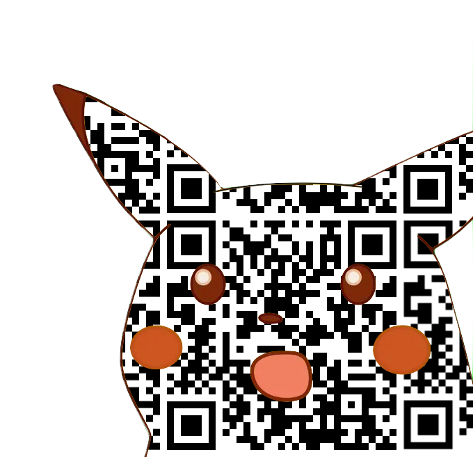 It's Pikachu's face, but with his fur replaced by a QR code.
