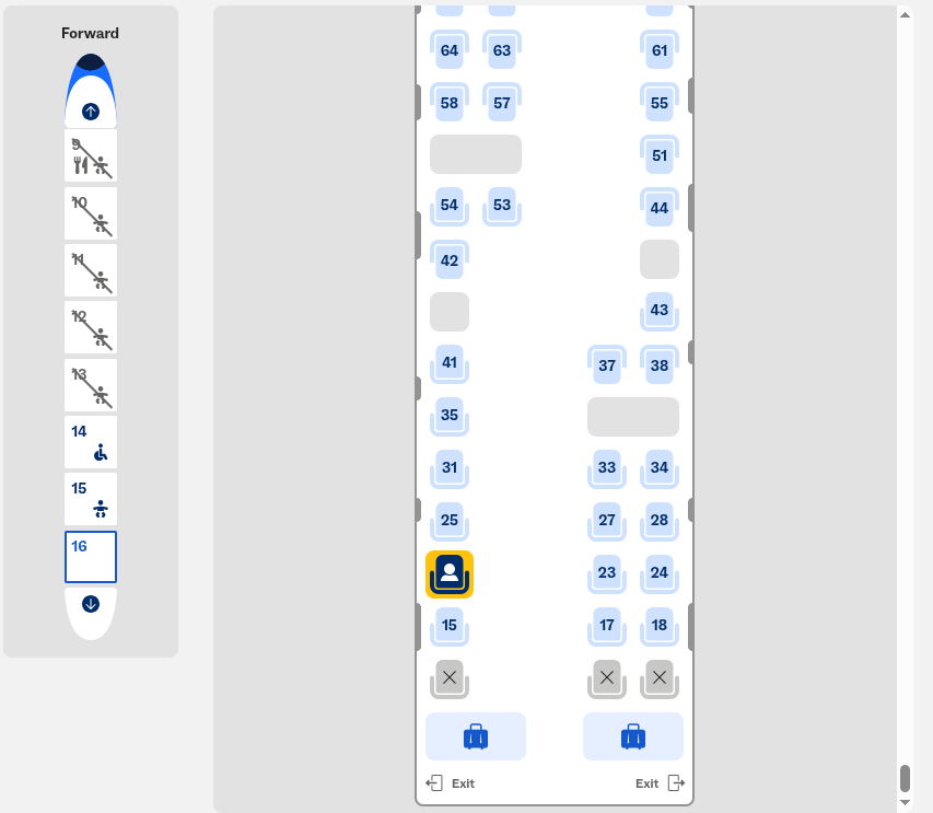 Screenshot of a Eurostar seat map showing the selected seat isolated from other occupied seats, in a carriage with no other passengers.