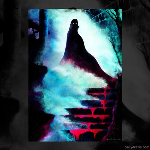 DRACULA art by Carly A-F
dracula in dramatic light from classic film in blue and red