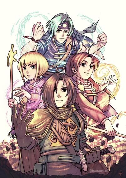 Golden sun 2 fanart showing 4 main characters