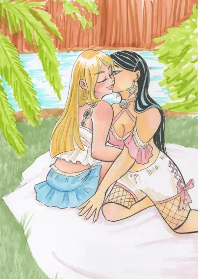 Tsubaki and liz having a picnic
