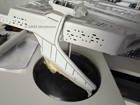 Nacelle pylon with masks applied.