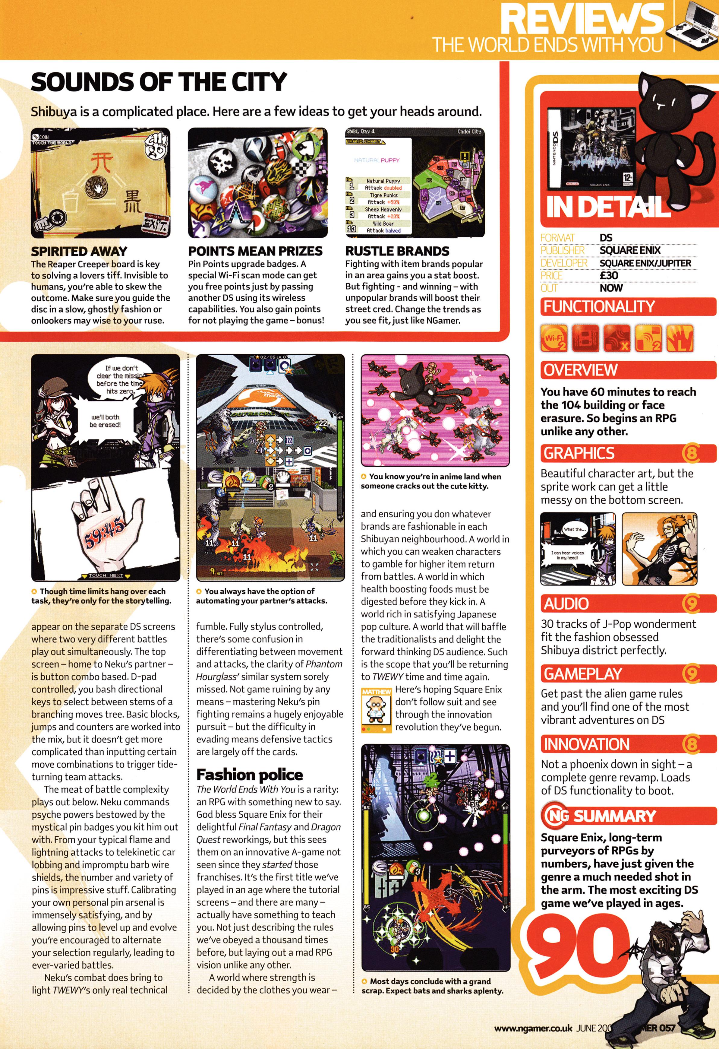 Review for The World Ends With You on Nintendo DS from NGamer 23 - June 2008 (UK)  score: 90%