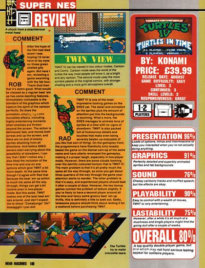 Review for Teenage Mutant Ninja Turtles: Turtles in Time on Super Famicom from Mean Machines 23 - August 1992 (UK)

score: 80%