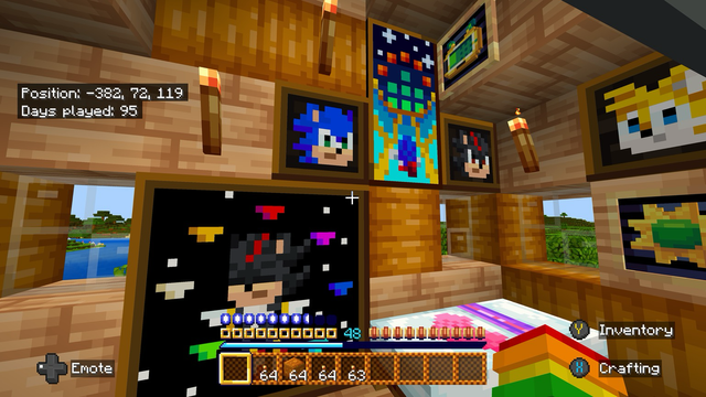 A screenshot from Minecraft showing sonic themed images. 