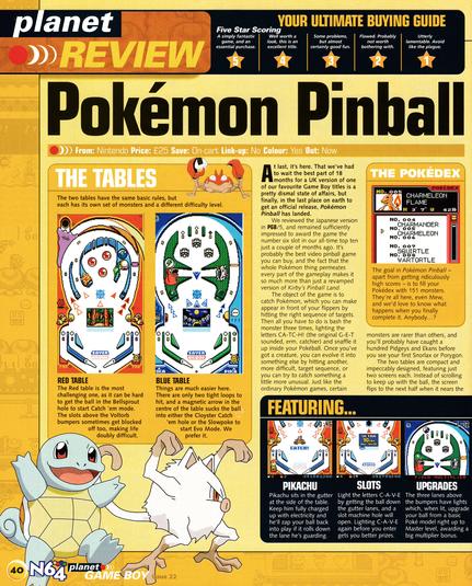 Review for Pokémon Pinball on Game Boy Color from N64 Magazine 47 - November 2000 (UK)

score: 5/5