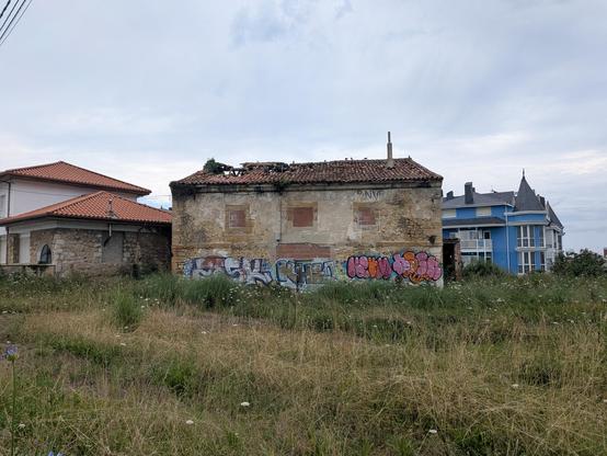 abandoned building with graphic