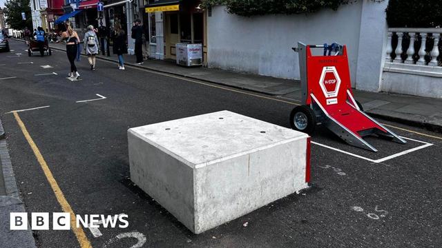 concrete block on road