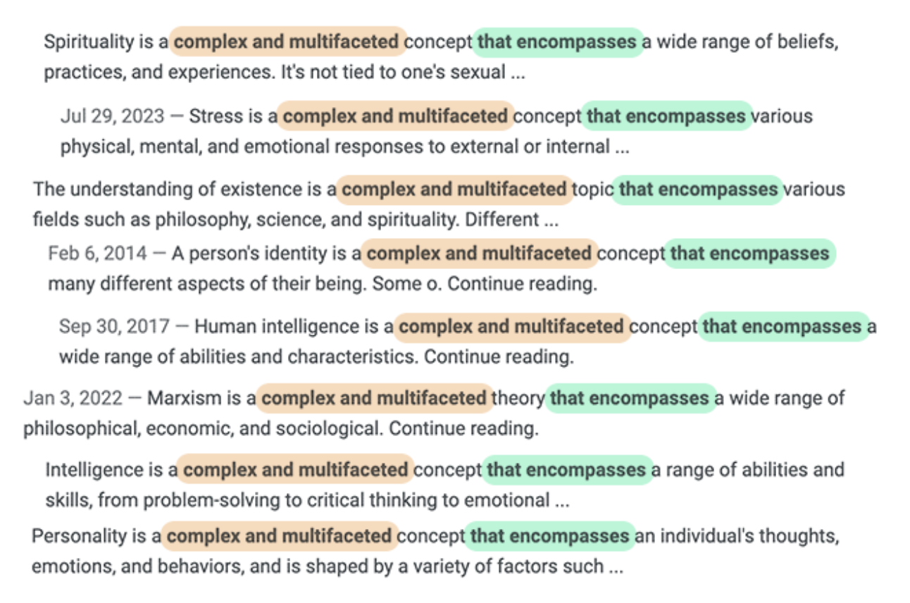 Spirituality is a complex and multifaceted concept that encompasses a wide range of beliefs, practices, and experiences. It's not tied to one's sexual ... Jul 29,2023 — Stress is a complex and multifaceted concept that encompasses various physical, mental, and emotional responses to external or internal ... The understanding of existence is _opi_various fields such as philosophy, science, and spirituality. Different ... Feb 6,2014 — A persoris dentit is a complex and multfaceted concept that encompasses: many different aspects of their being. Some o. Continue reading. Sep 30,2017 — Human intelligence is _oncept_ wide range of abilities and characteristics. Continue reading. Jan 3, 2022 — Marxism is _heory- wide range of philosophical, economic, and sociological. Continue reading. Intelligence is _oncep- range of abilities and skills, from problem-solving to critical thinking to emotional ... Personality is _oncep—n individual's thoughts, emotions, and behaviors, and is shaped by a variety of factors such ... 