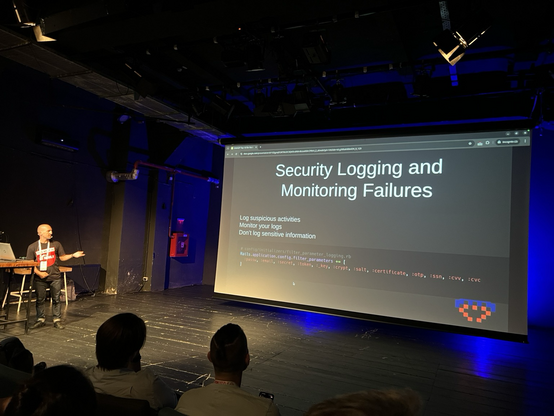 Security Logging and Monitoring Failures slide - log suspicious activities monitor your logs don’t log sensitive information 