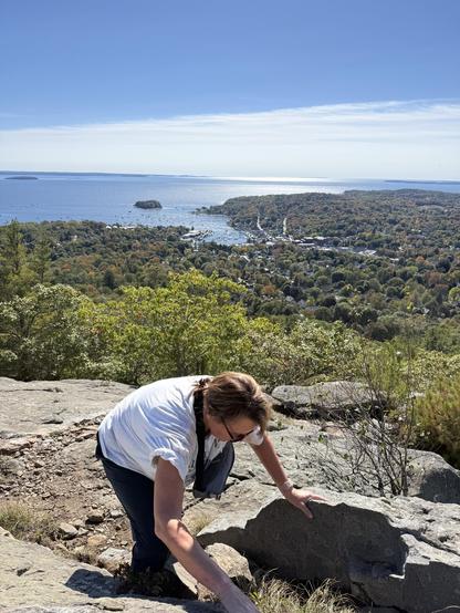 Collette near the top of the climb of Mt. Battie 