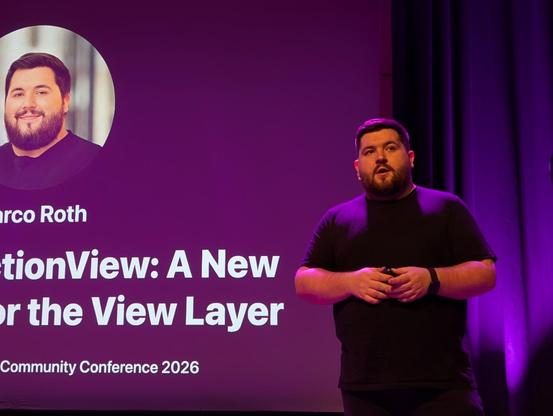 Marco on the Ruby Community Conference stage