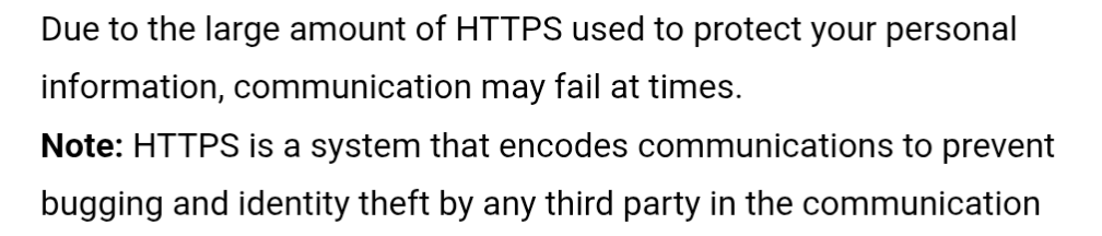 Due to the large amount of HTTPS used to protect your personal information, communication may fail at times.