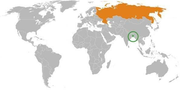 Map shows how much bigger Russia is than Bangladesh
