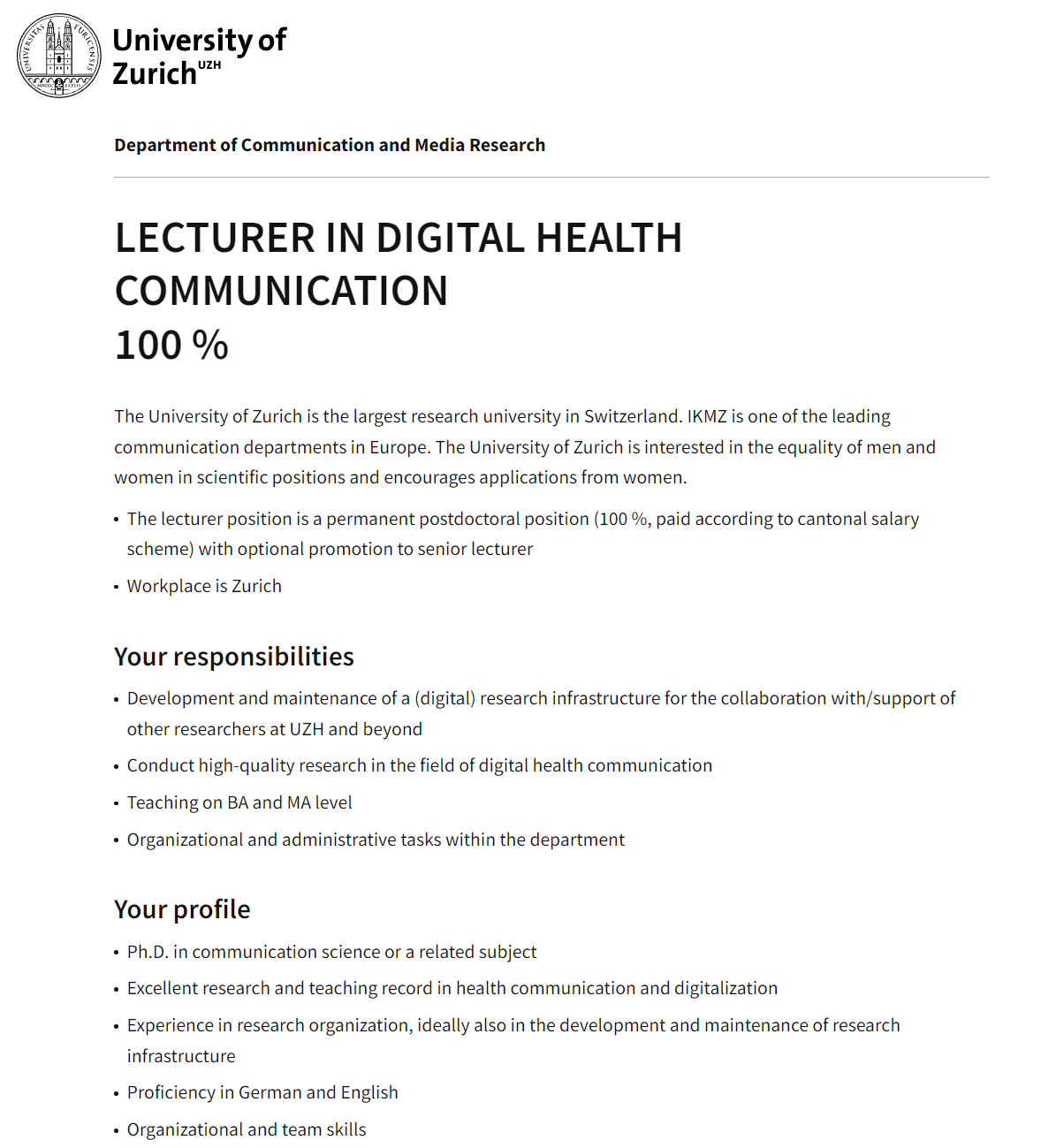 Screenshot of the job posting mentioned in the post.