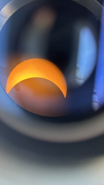 A snap through the eyepiece of the filtered telescope, of the partial eclipse