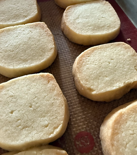A freshly-baked batch of shortbread cookies.