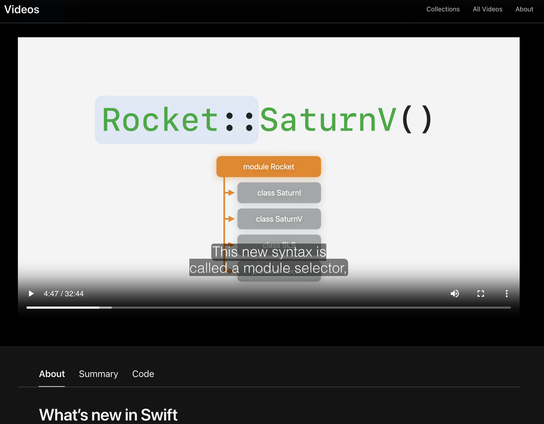 Screen shot from “What’s new in Swift” session at WWDS2026, showing “Rocket