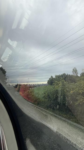 A view from the dome, with the rest of Train #1 curving ahead (behind; we’re reversing).