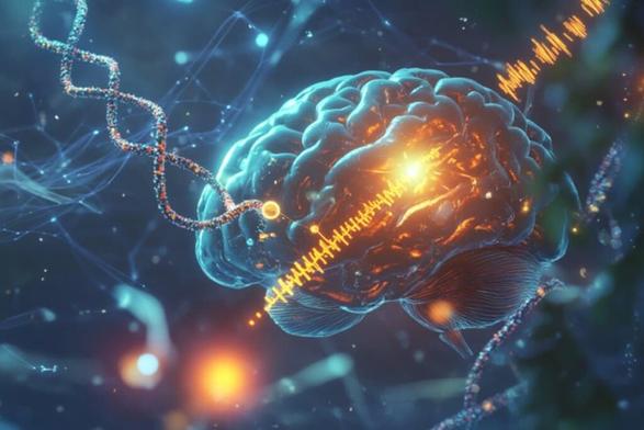 This shows a brain and DNA.