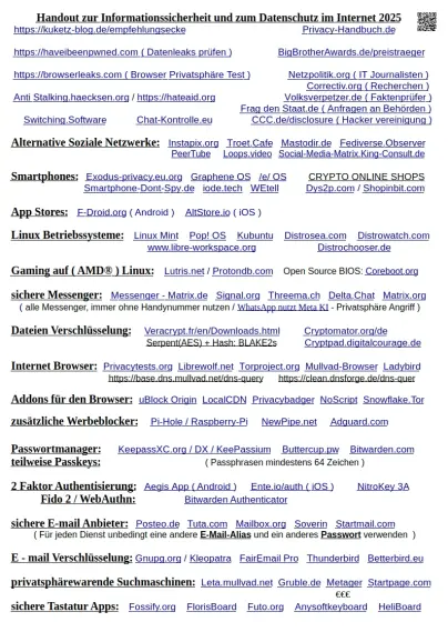 Meine Datenschutz und Privatsphäre Übersicht 2025, für Jedermann :-)