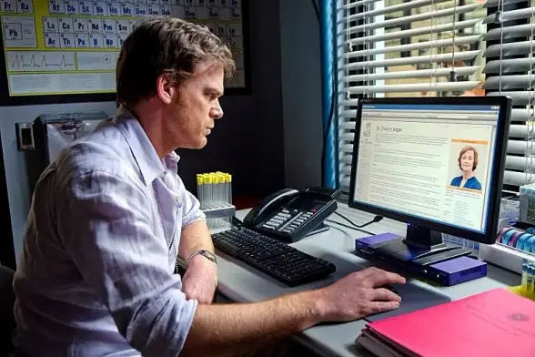 A purple device serving as a desktop computer prop in the show Dexter that appears in Dexter's lab