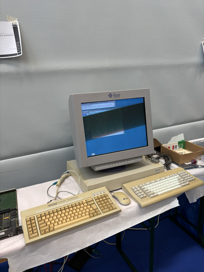 A Sun 3/60 with colour screen running OpenWindows on SunOS 4.1.1