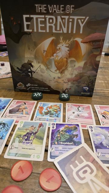 My cards at the end of a 2p game of Vale of Eternity