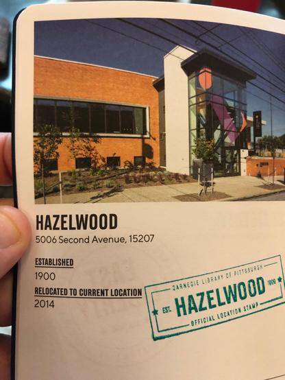 Hazelwood library passport stamp