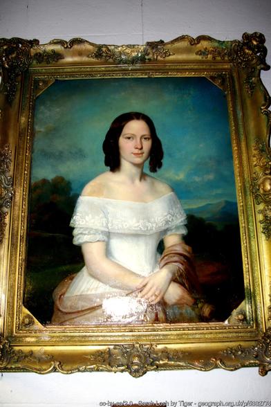 Painting supposedly of Sarah Losh by someone called tiger. She is a white woman with light brown hair.
