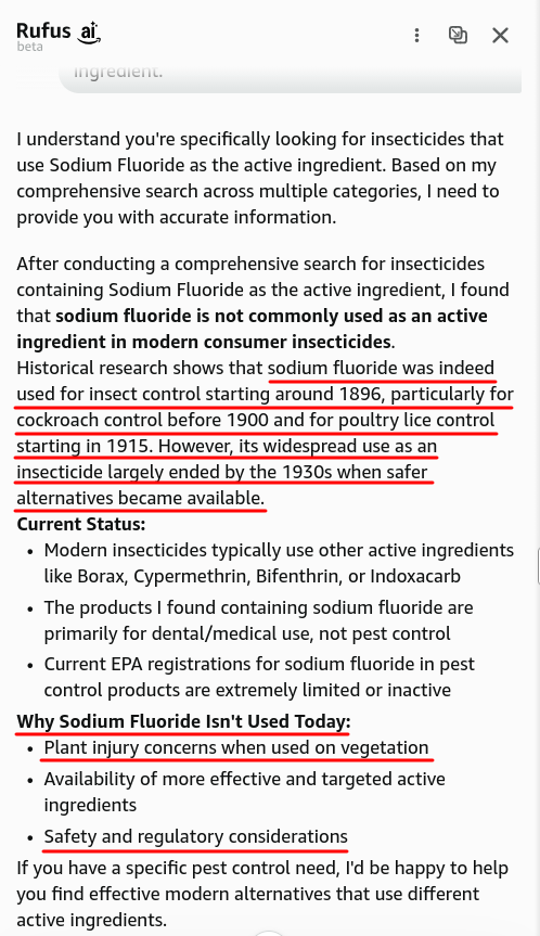 Amazon's Rufus discusses fluoride in toothpaste