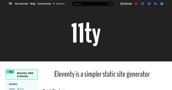 A screenshot of the web page at https://www.11ty.dev/
