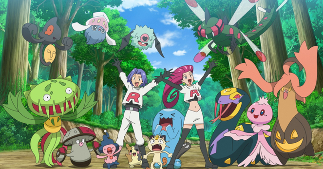 Team Rocket’s Jessie and James with all their Pokemon