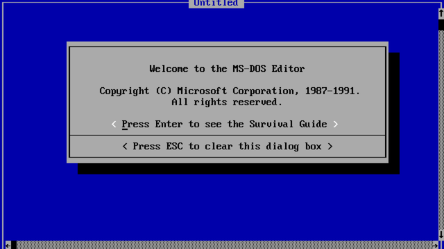 A screenshot of MS-DOS Editor for MS-DOS 5.0, circa 1991.