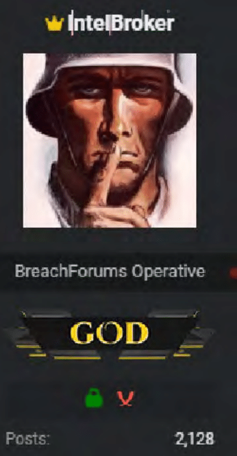 IntelBroker's BreachForums account