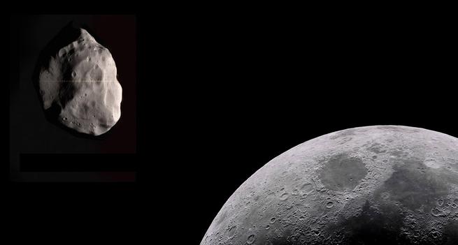 Asteroid und Mond