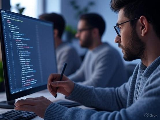 A diverse remote team working on PHP development across multiple locations, with visible code and collaboration tools.