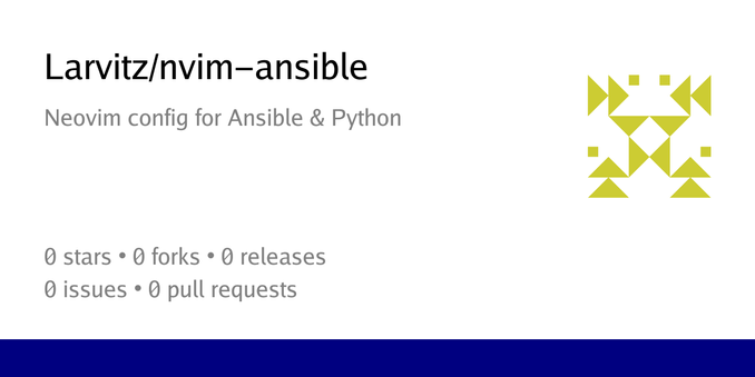 Summary card of repository Larvitz/nvim-ansible Summary card of repository Larvitz/nvim-ansible